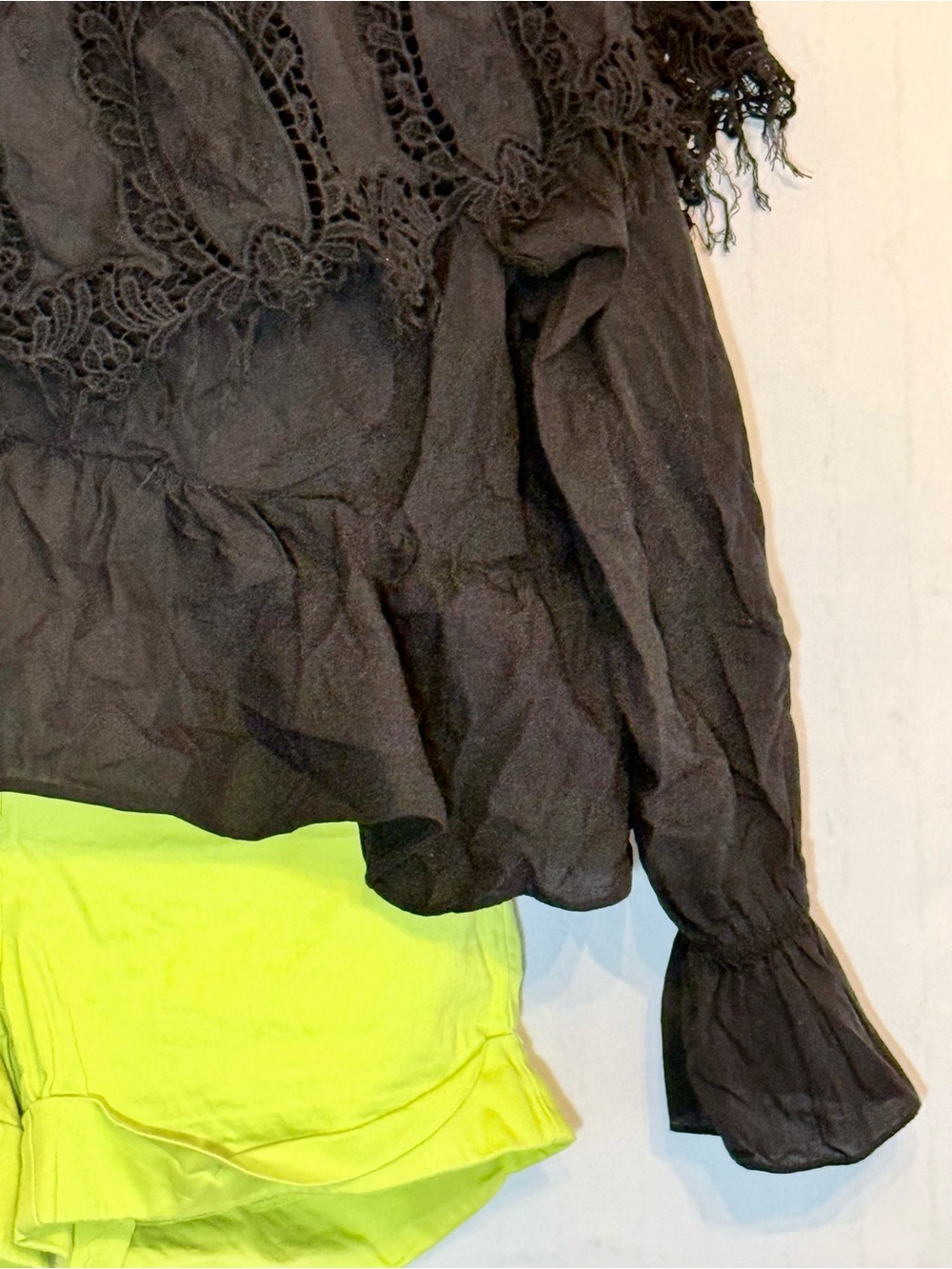Black Ruffle Off-Shoulder Top - Picture 6 of 7